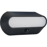 Luceco Ext Residential - Carina Decorative Oval Outdoor Solar Bulkhead Wall Light with PIR Motion Sensor, LED Exterior Lighting, Black, IP54, 5W, 470lm, 4000K