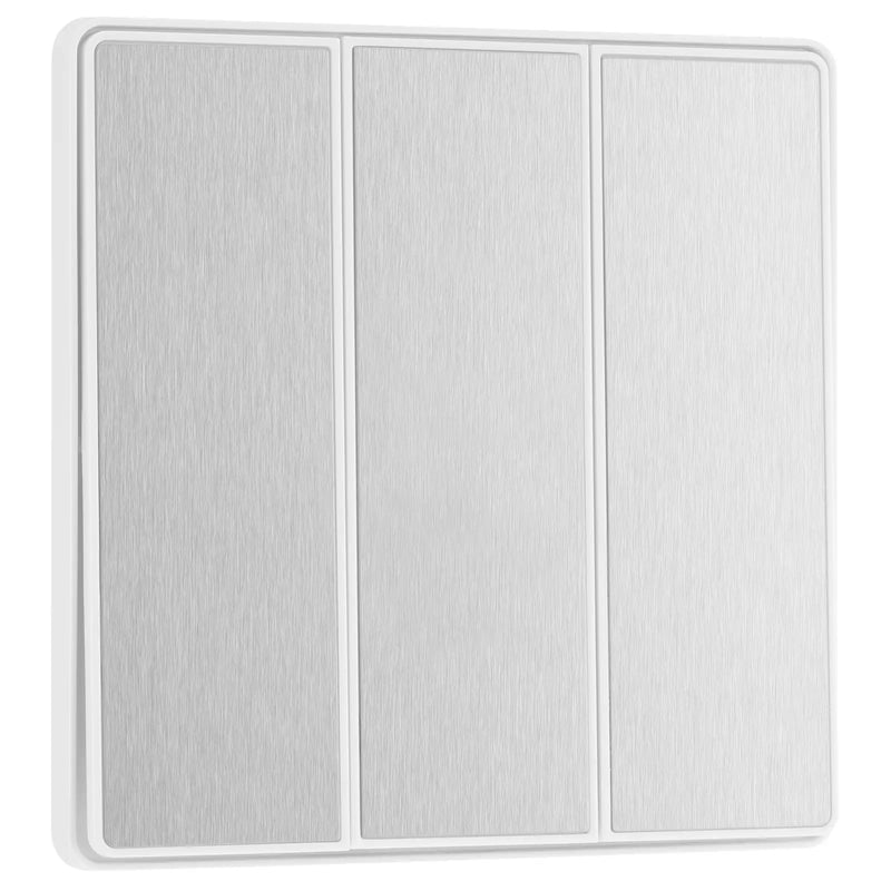 BG Electrical Evolve Brushed Steel - Triple, 2 way switch, edge rocker