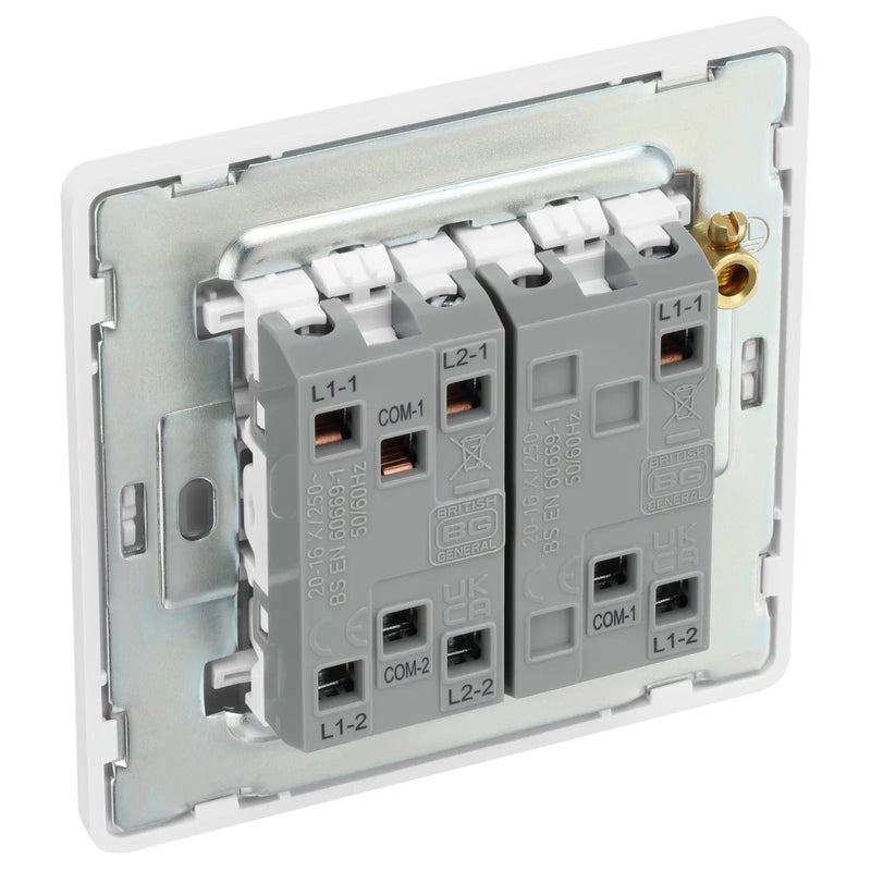 BG Electrical Evolve Brushed Steel - Triple, 2 way switch, edge rocker