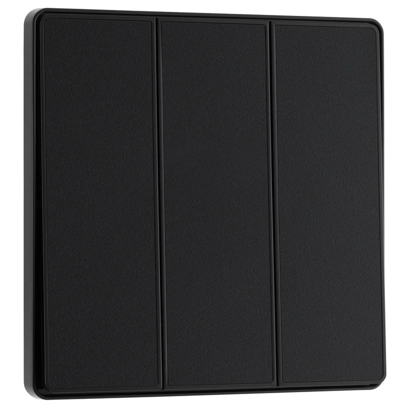 BG Electrical Evolve Matt Black - Triple, 2 way switch, edge rocker
