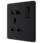 BG Electrical Evolve Matt Black - Single, switched, single pole, with 1 x USB A + 1 x USB C