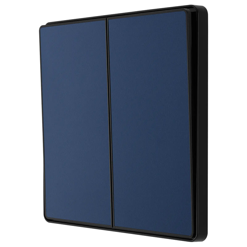 BG Electrical Evolve Matt Blue - Double, 2 way switch, edge rocker