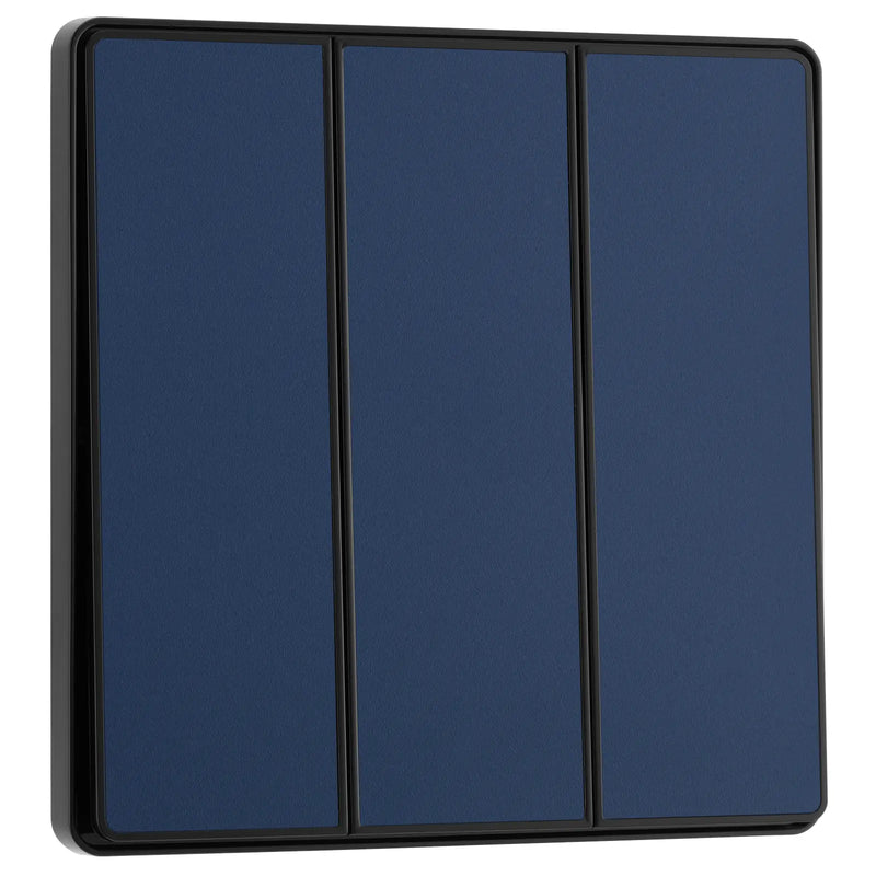 BG Electrical Evolve Matt Blue - Triple, 2 way switch, edge rocker