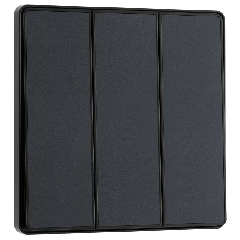 BG Electrical Evolve Matt Grey - Triple, 2 way switch, edge rocker