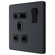BG Electrical Evolve Matt Grey - Single, switched, single pole, with 1 x USB A + 1 x USB C