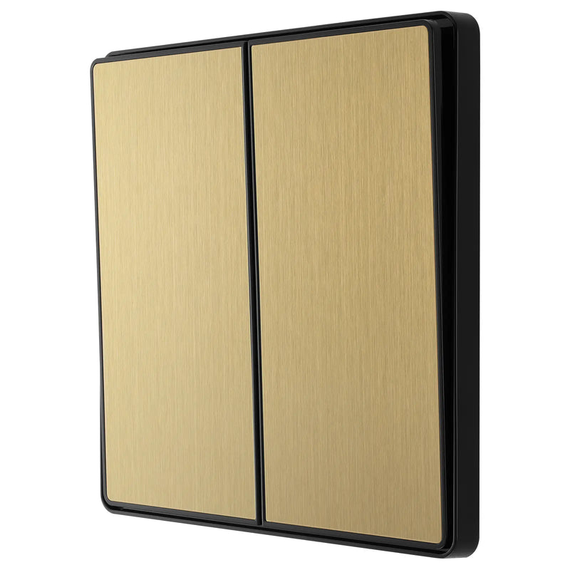 BG Electrical Evolve Satin Brass - Double, 2 way switch, edge rocker