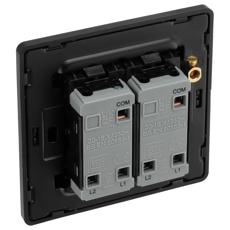 BG Electrical Evolve Satin Brass - Double, 2 way switch, edge rocker