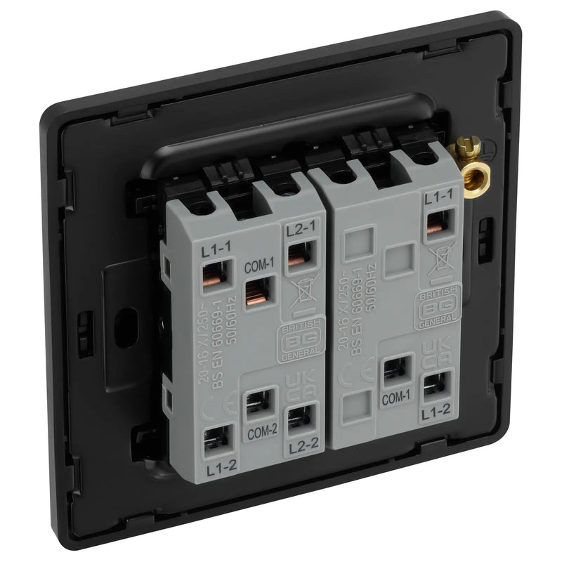 BG Electrical Evolve Satin Brass - Triple, 2 way switch, edge rocker