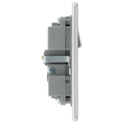 BG Electrical Flatplate Screwless Brushed Steel - Single, switched, single pole, with 1 x USB A + 1 x USB C