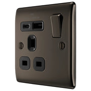 BG Electrical Nexus Metal Black Nickel - Single, switched, single pole, with 1 x USB A + 1 x USB C