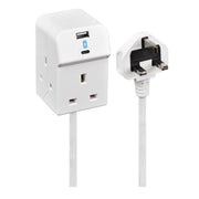 Masterplug USB - 3 Sockets, 2m, 2 x USB A + C 10.5W, 13A, White