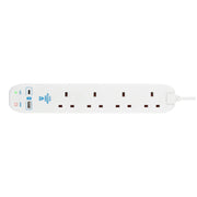Masterplug USB - USB A + C 10.5W, 4 Sockets, 4m, 13A, White
