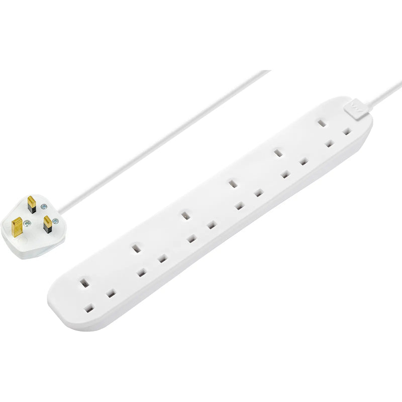 Masterplug Basic - 6 Sockets, 2m, 13A, White