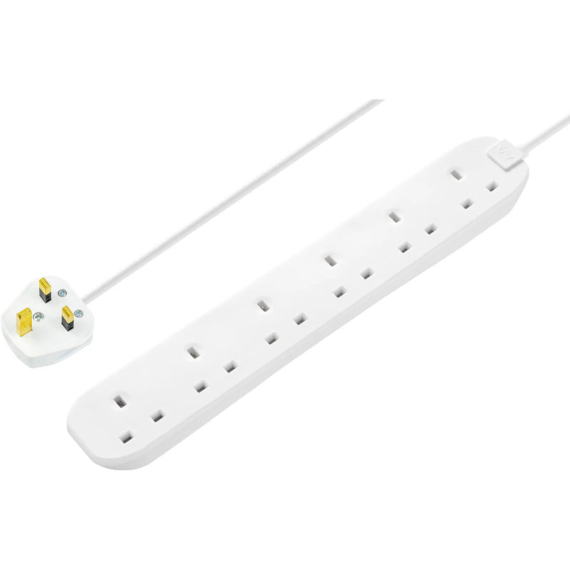 Masterplug Basic - 6 Sockets, 3m, 13A, White
