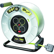 Masterplug Pro XT - 40m, 4 Sockets, 13A, Grey + Green