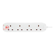 Masterplug Surge - 4 Sockets, 4m, 13A, White
