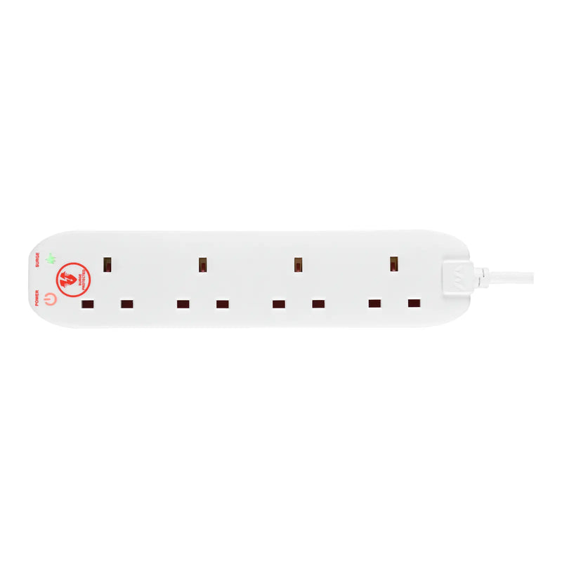Masterplug Surge - 4 Sockets, 4m, 13A, White
