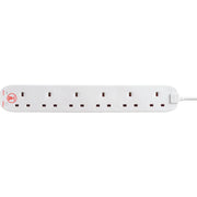 Masterplug Surge - 6 Sockets, 2m, 13A, White