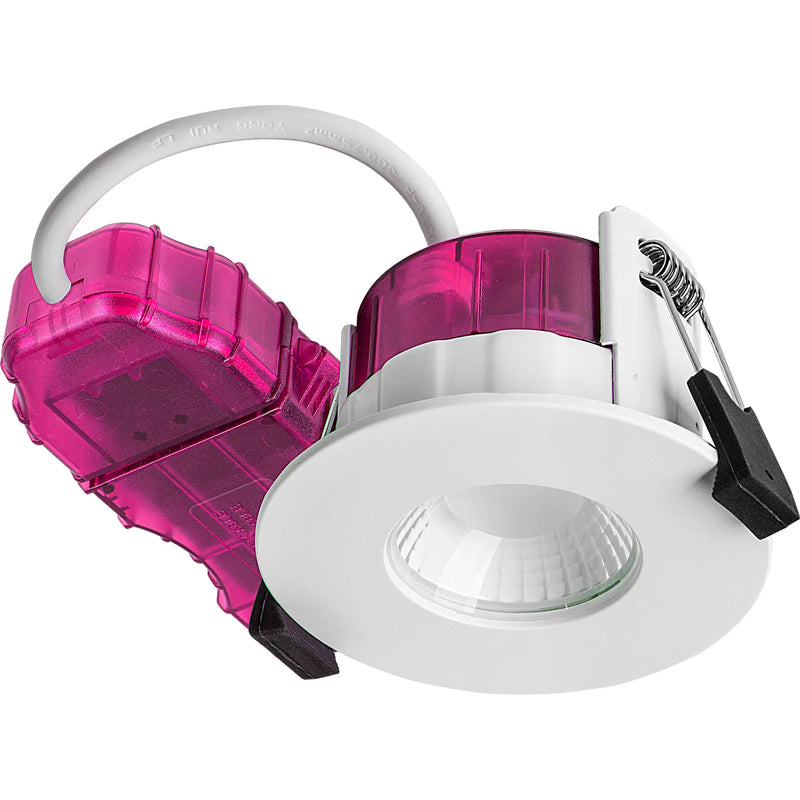 Luceco Elite - FType Elite Fire Rated Downlight 4W/6W 690lm Power Change with 4Colour CCT 2700, 3000, 4000K, 6000K Dimmable IP65 White - Flat - 10 pack
