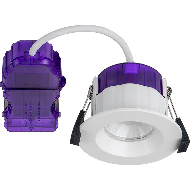 Luceco Ftype Ultra Fire Rated Downlight 4W/6W 750lm Power Change & 4Colour CCT 2700K, 3000K, 4000K, 6000K Dimmable IP65 White - Regressed