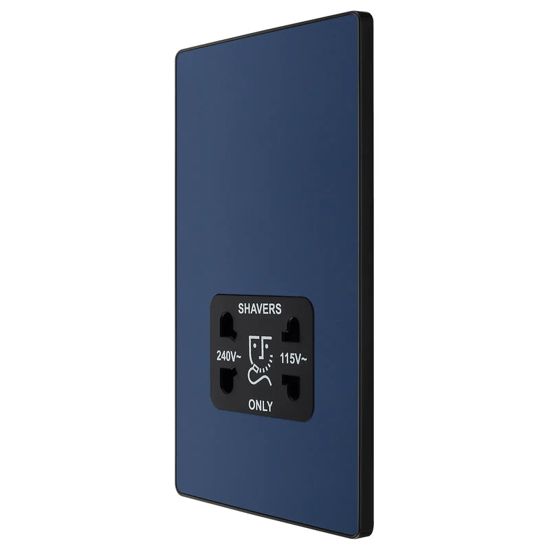 BG Electrical Evolve Matt Blue - 115/240V dual voltage shaver socket