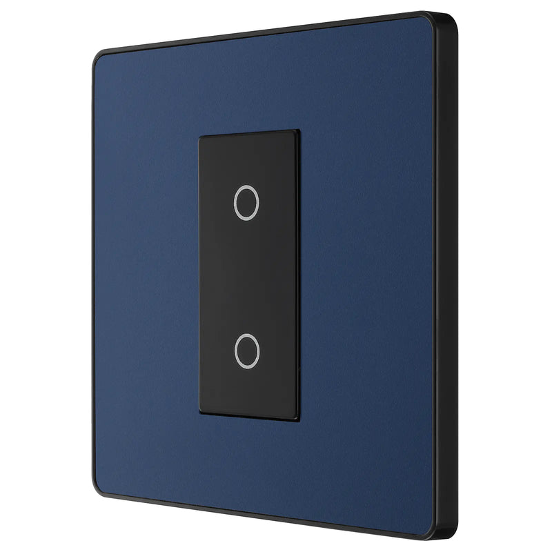 BG Electrical Evolve Matt Blue - Single, 2 way touch, 200W, secondary
