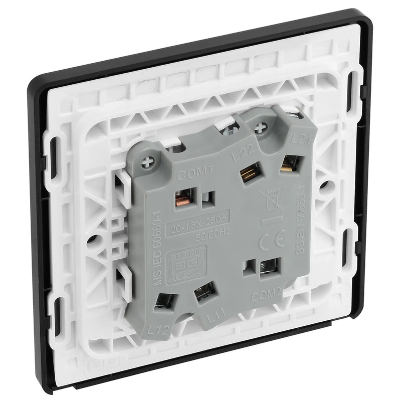 BG Electrical Evolve Matt Blue - Double, 2 way switch, wide rocker