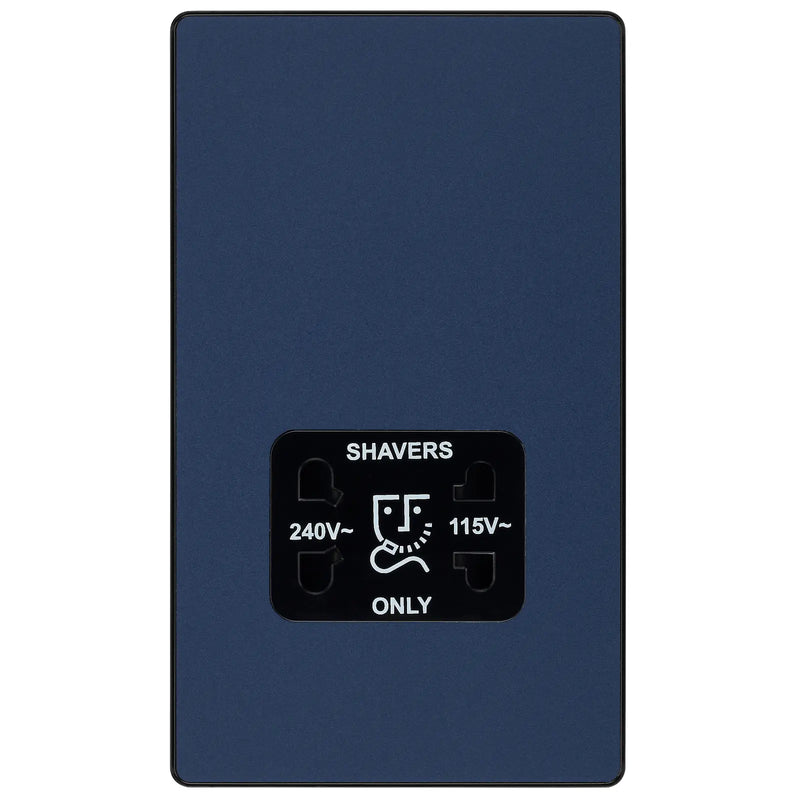 BG Electrical Evolve Matt Blue - 115/240V dual voltage shaver socket