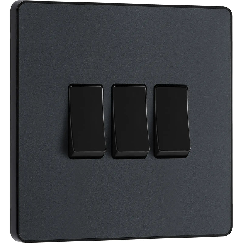 BG Electrical Evolve Matt Grey - Triple, 2 way switch