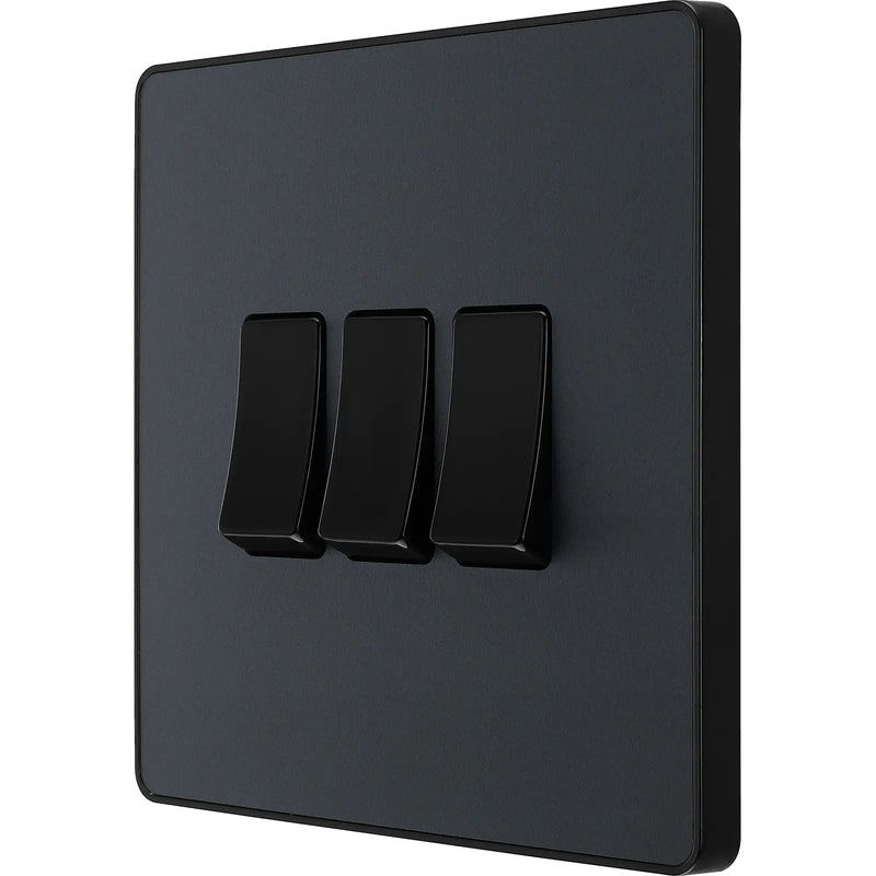 BG Electrical Evolve Matt Grey - Triple, 2 way switch