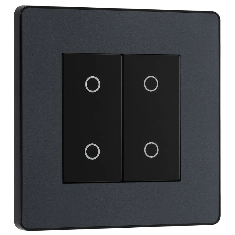 BG Electrical Evolve Matt Grey - Double, 2 way touch, 200W, master