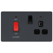 BG Electrical Evolve Matt Grey - 45A double pole with switched socket and indicators