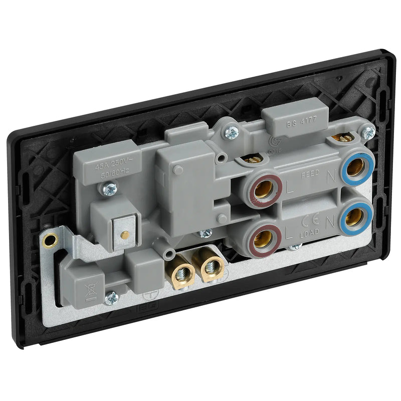 BG Electrical Evolve Matt Grey - 45A double pole with switched socket and indicators