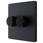 BG Electrical Evolve Matt Grey - Double, 2 way push 200W