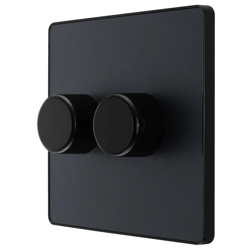BG Electrical Evolve Matt Grey - Double, 2 way push 200W