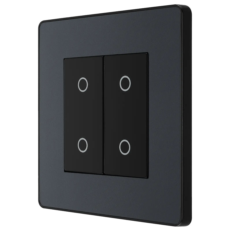 BG Electrical Evolve Matt Grey - Double, 2 way touch, 200W, secondary