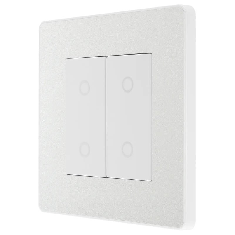 BG Electrical Evolve Pearlescent White - Double, 2 way touch, 200W, master
