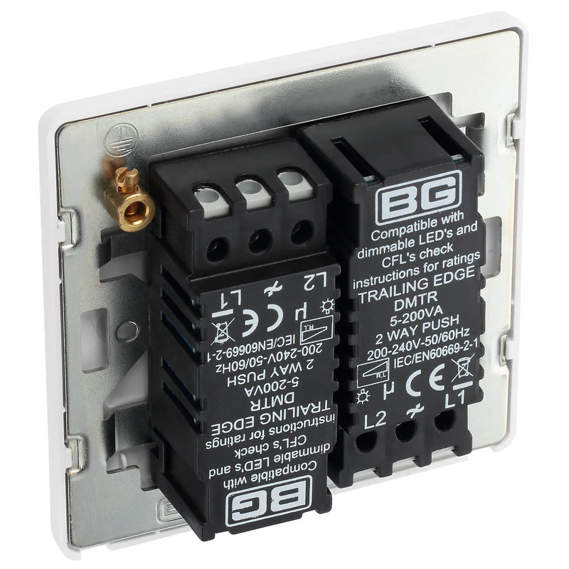 BG Electrical Evolve Pearlescent White - Double, 2 way push 200W