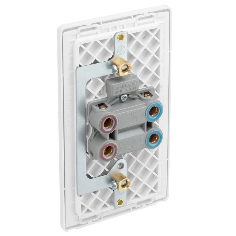 BG Electrical Evolve Pearlescent White - 45A, double pole, large plate, with indicator