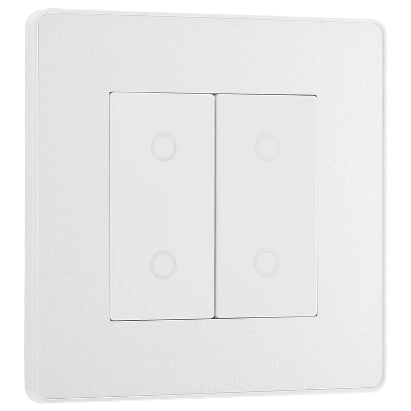 BG Electrical Evolve Pearlescent White - Double, 2 way touch, 200W, secondary