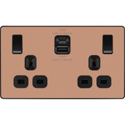 BG Electrical Evolve Polished Copper - Double switched single pole, with USB A + C (22W)