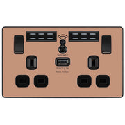 BG Electrical Evolve Polished Copper - Double, switched, single pole, WiFi Extender + USB A