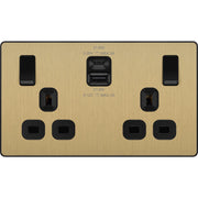 BG Electrical Evolve Satin Brass - Double switched single pole, with USB A + C (22W)