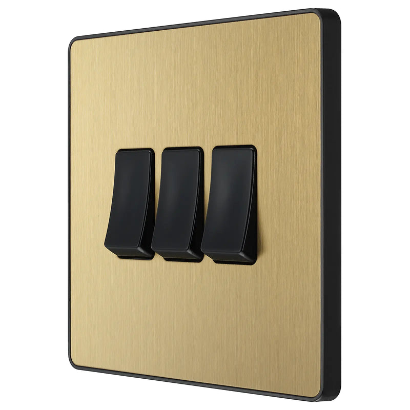 BG Electrical Evolve Satin Brass - Triple, 2 way switch