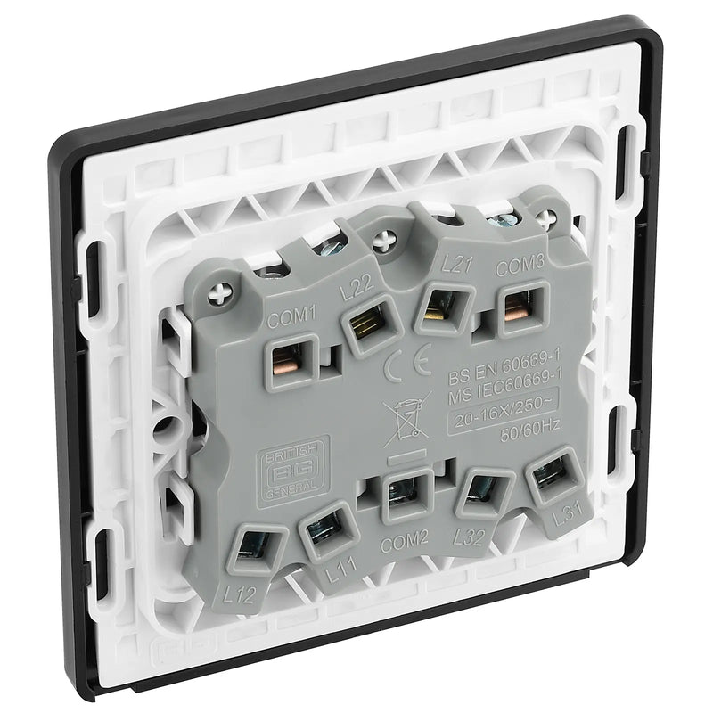 BG Electrical Evolve Satin Brass - Triple, 2 way switch