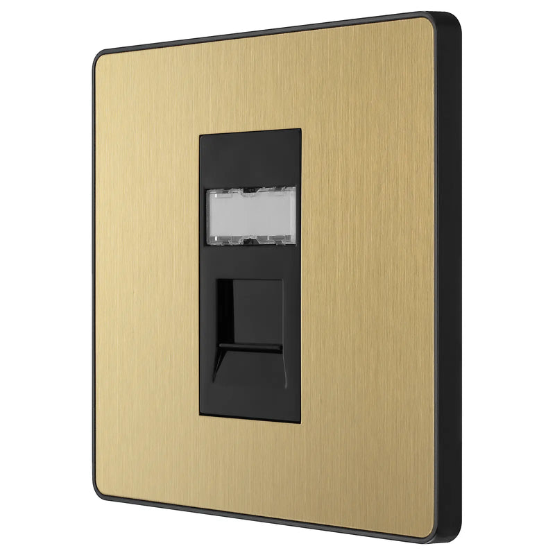 BG Electrical Evolve Satin Brass - Single, RJ45 telephone socket
