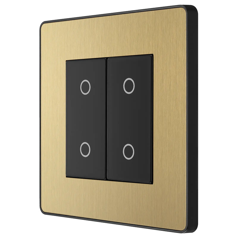 BG Electrical Evolve Satin Brass - Double, 2 way touch, 200W, secondary