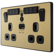 BG Electrical Evolve Satin Brass - Double, switched, single pole, WiFi Extender + USB A