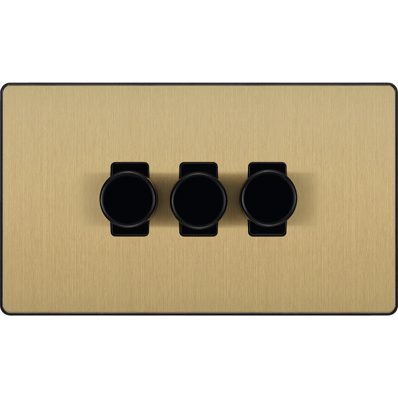 BG Electrical Evolve Satin Brass - Triple, 2 way push 200W
