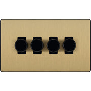 BG Electrical Evolve Satin Brass - Quadruple, 2 way push 200W